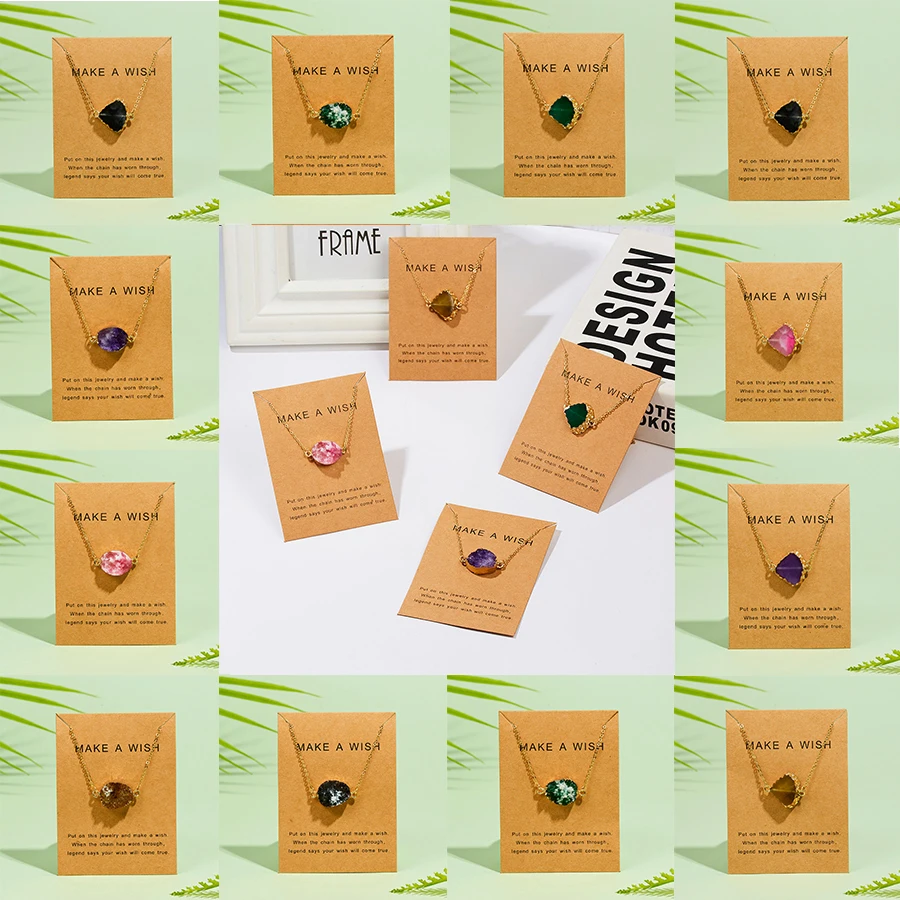 Модное ожерелье желаний из натурального камня кулон смолы бумажное для карт