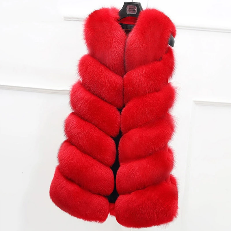 

YOSICIL Plus Size 2021 New Winter Faux Fur Vest Fur Coat Women Fluffy Fur Vests Jacket Female Ladies Waistcoat Fur Coat Cardigan