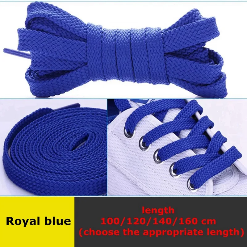 Royal blue 1 пара, плоские шнурки из полиэстера, двухслойные шнурки для обуви, детские шнурки для отдыха для взрослых, высококачественные плотные нескользящие шнурки - Цвет: Royal blue