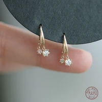 925 sterling silver korean shiny crystal earrings for women cute small student jewelry accessories girlfriend gifts