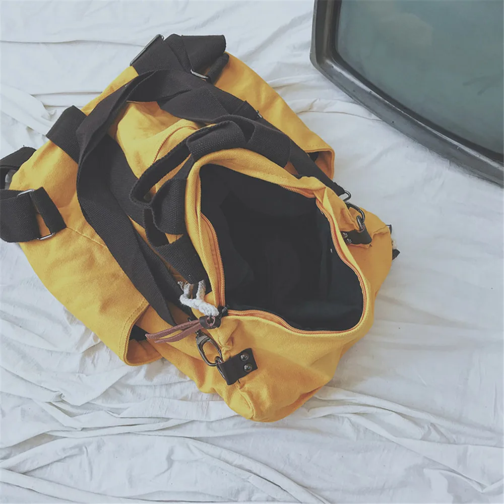 Одноцветный рюкзак большой емкости холщовый для ноутбука школьная сумка