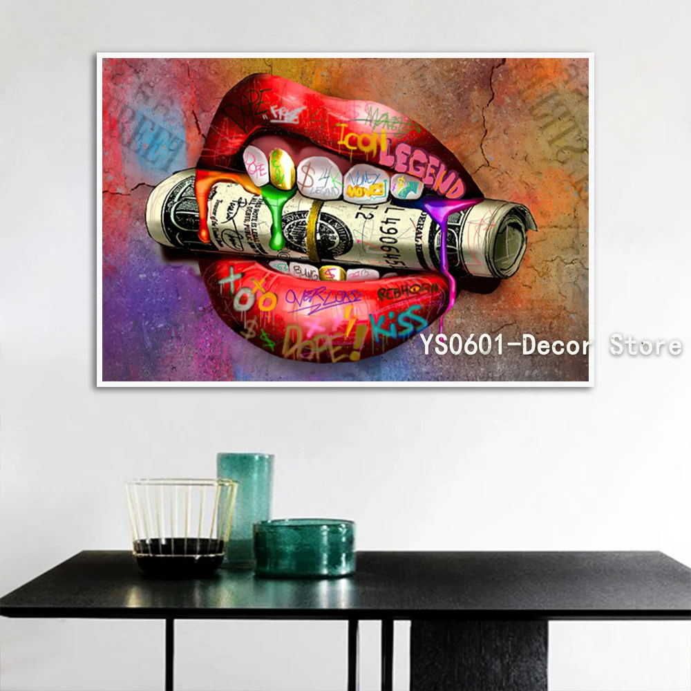 

Modern Abstract Street Graffiti Wall Art Canvas Painting Posters and Prints Pictures Home Bedroom Living Room Decor (No Frame)
