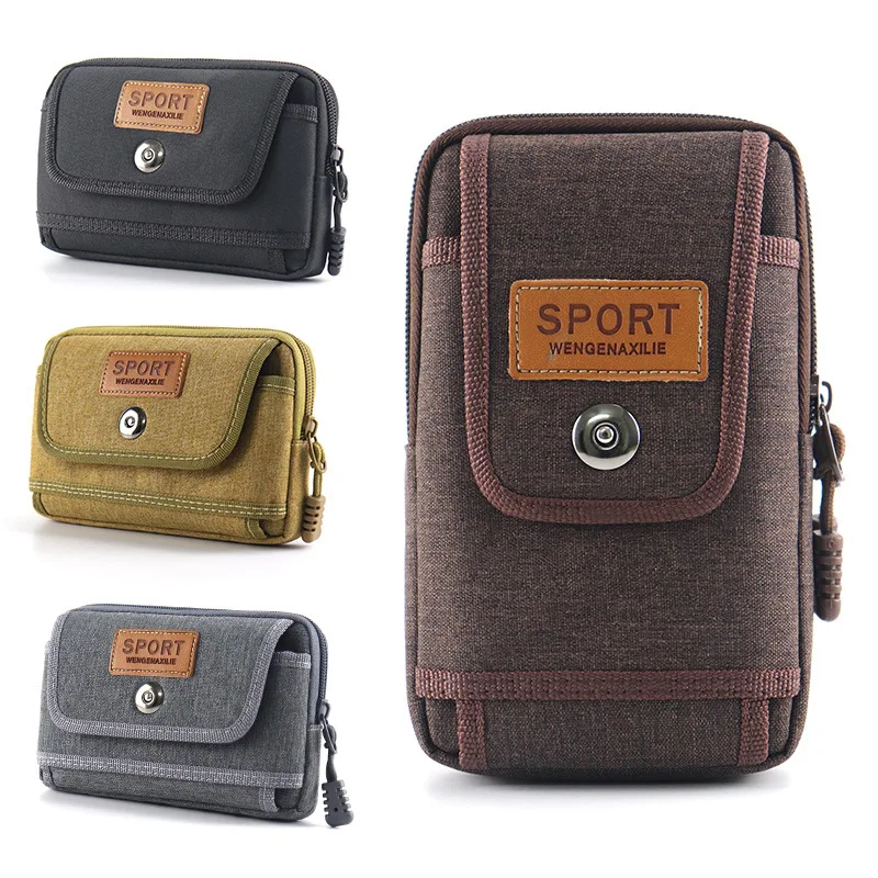 universal canvas waterproof mobile phone bag for samsungiphonehuaweinokiaxiaomimoto wallet case belt pouch coin purse cover free global shipping