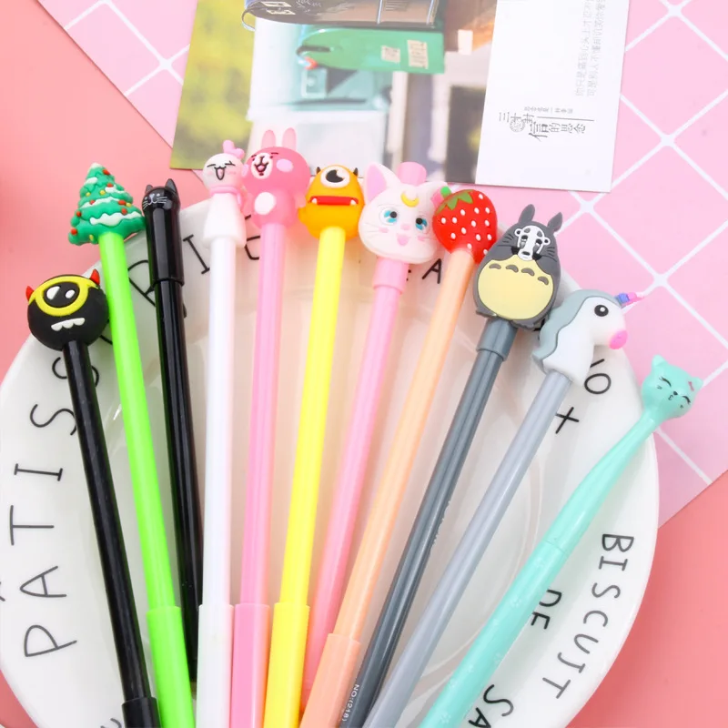 

10 шт. ручка + 1 шт. Складная креативная и свежая черная ручка для девочек милый супер-меняющий мультяшный нейтральный ручки