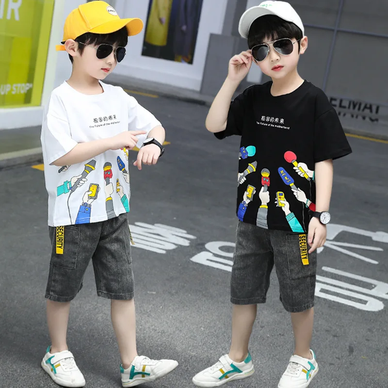 

Summer Boys Clothing Sets Kids Short Sleeve T-Shirts + Pants 2Pcs Children Clothing Sports Suit Teenage Boys Clothes 3-14 Years