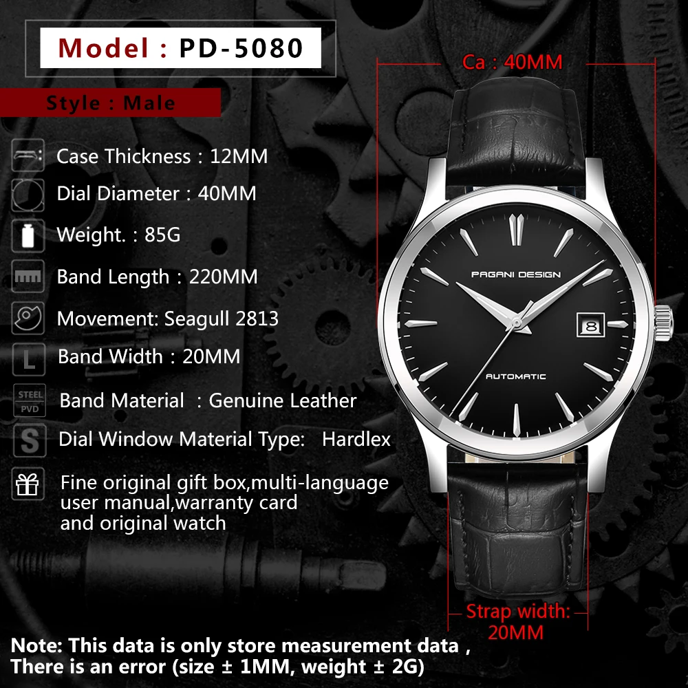 PAGANI DESIGN 2021 New Men's Classic Mechanical Watches Business Waterproof Clock Luxury Brand Genuine Leather Automatic Watch enlarge