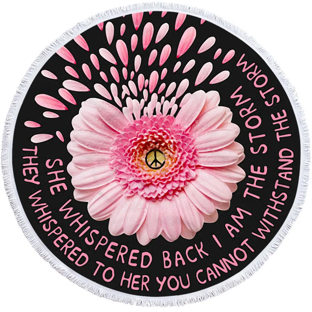 

Tassel Round Beach Towel Sunflower Mandala Thickened Bath Towels Outdoor Camping Mat Strandlaken