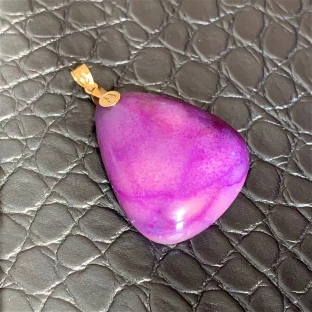 

Natural Purple Sugilite Necklace Pendant For Women Man Gift Crystal 18k Gold 26x21x9mm Beads South Africa Stone Jewelry AAAAA