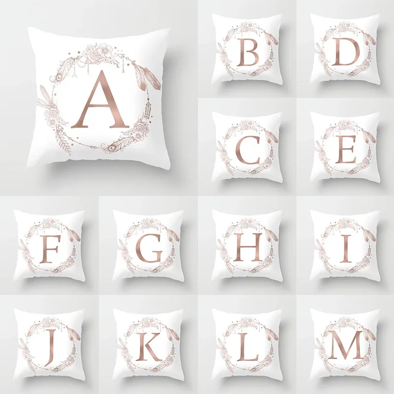 

26 English letters A-Z modern minimalist urban style pillowcase pillowcase car sofa cushion peach skin home decoration products