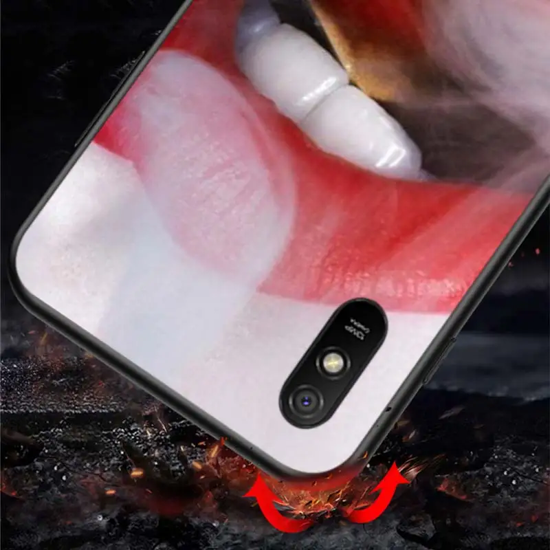 

sexy girl red lips For Xiaomi Redmi K30 Ultra 10X 9C 9A 9 Prime GO K20 8A 8 7A 7 S2 6A 6 5 4X Pro 5G Black Phone Case