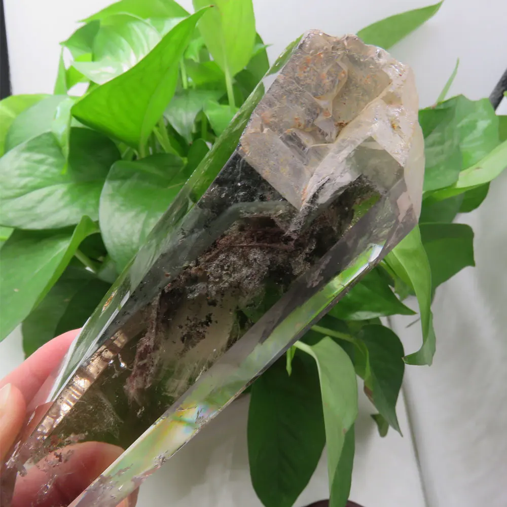 Фантастический! 532 г натуральный зеленый фантомный кварцевый кристалл точечная