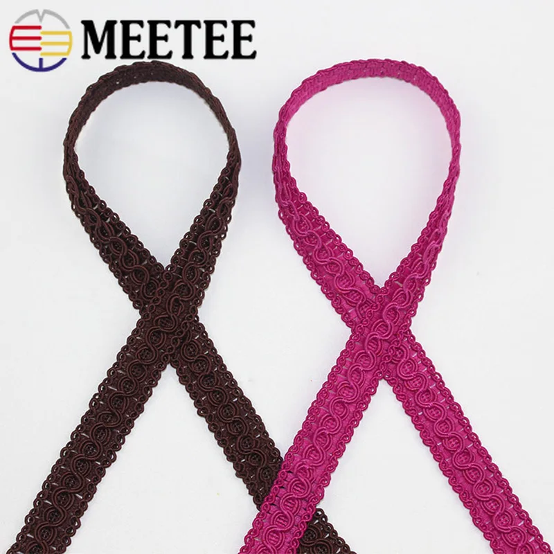 Meetee 15 метров мм Полиэстеровая плетеная тесьма с кружевной отделкой декоративная