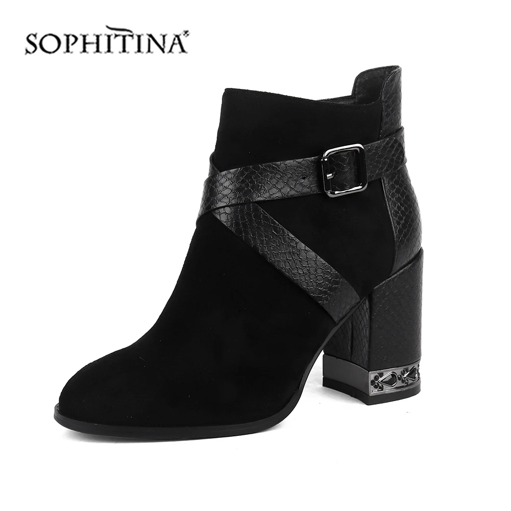 SOPHITINA/удобные ботинки с круглым носком Модная специальная Дизайнерская обувь на