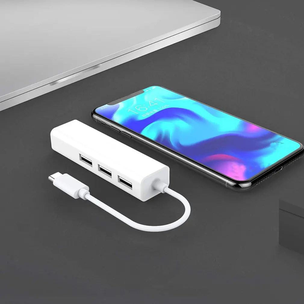 USB Gigabit Ethernet с 3 портами C HUB 2 0 RJ45 Lan сетевая карта к Ethernet-адаптеру для Mac iOS Android PC RTL8152