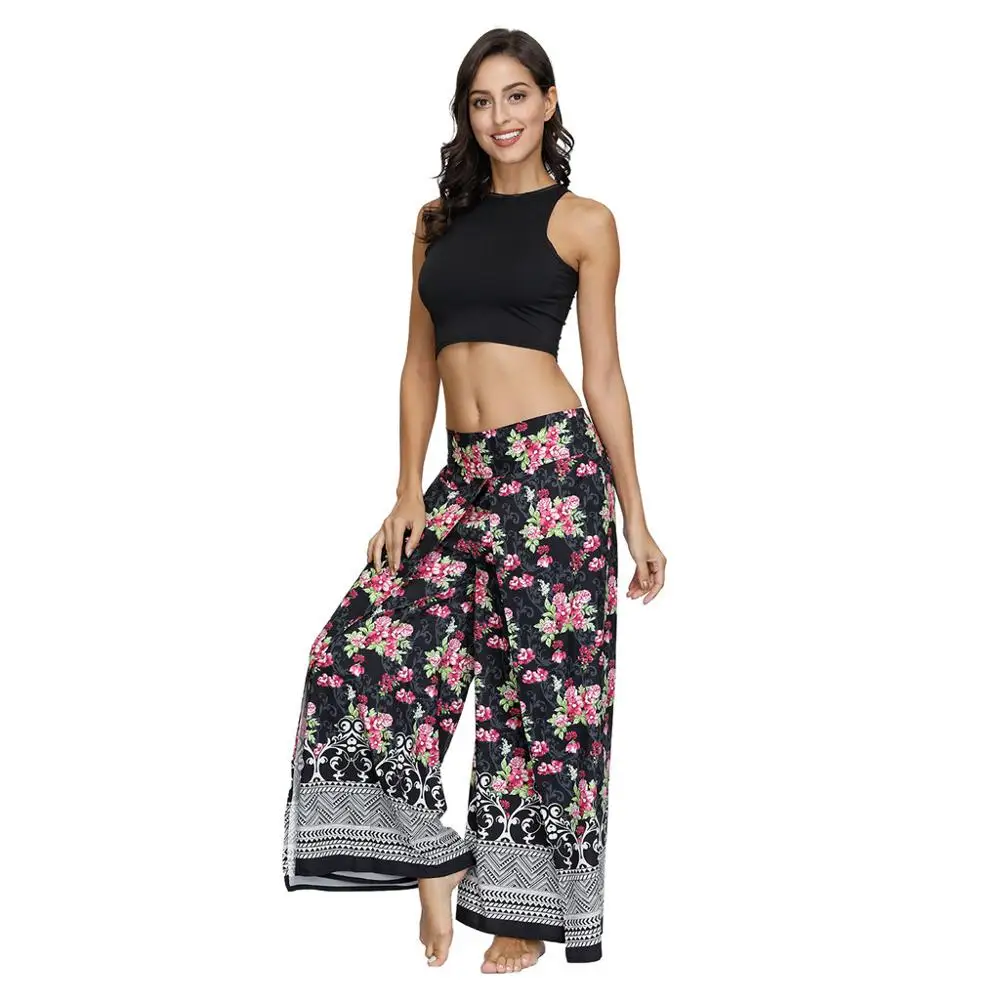 Boho женские свободные повседневные штаны для йоги летние спортивные брюки