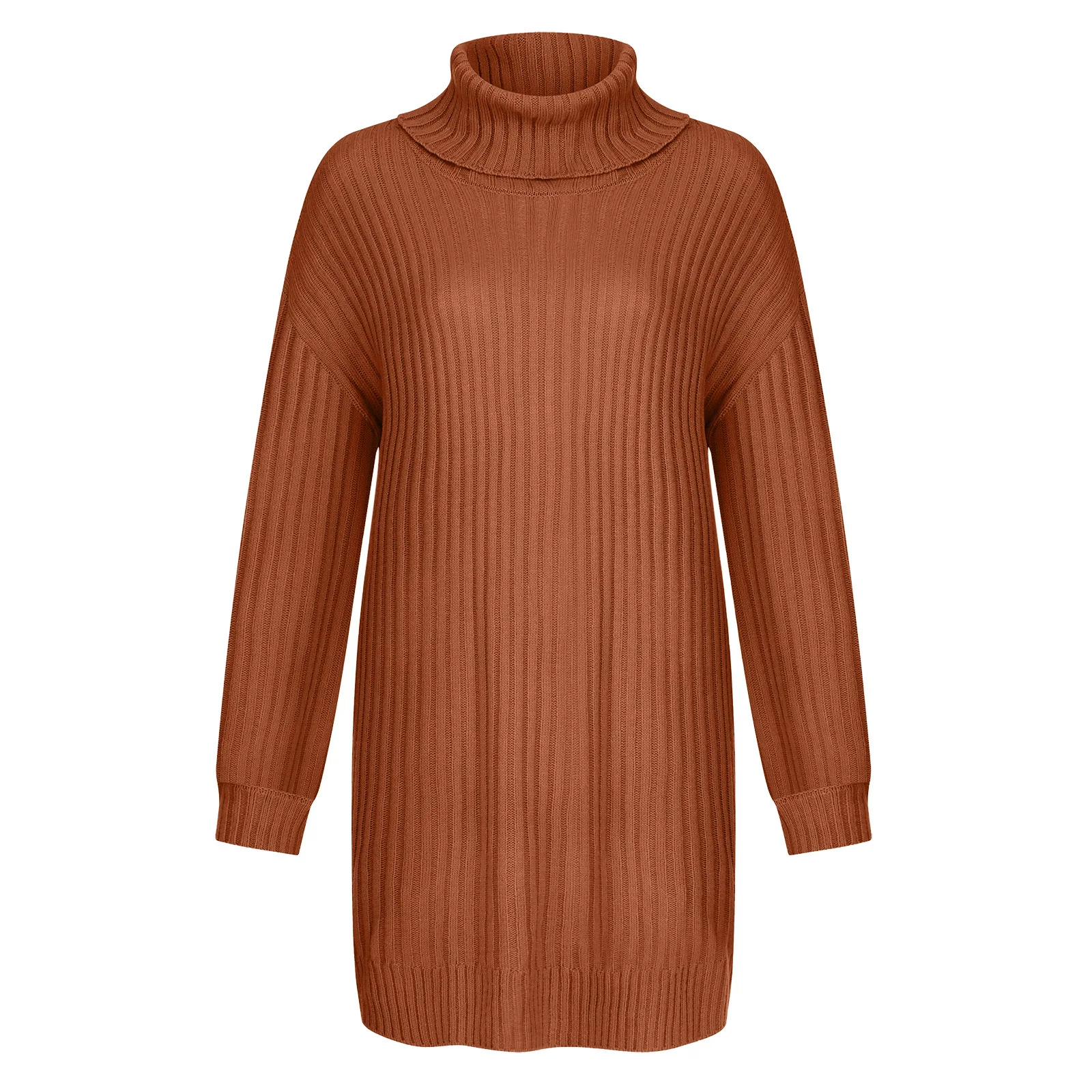 

Autumn Women Knitted Sweater Dress Fashion Turtleneck Long Sleeve Pink Mini Dress Lady Casual Loose Lantern Sleeve Short Dresses