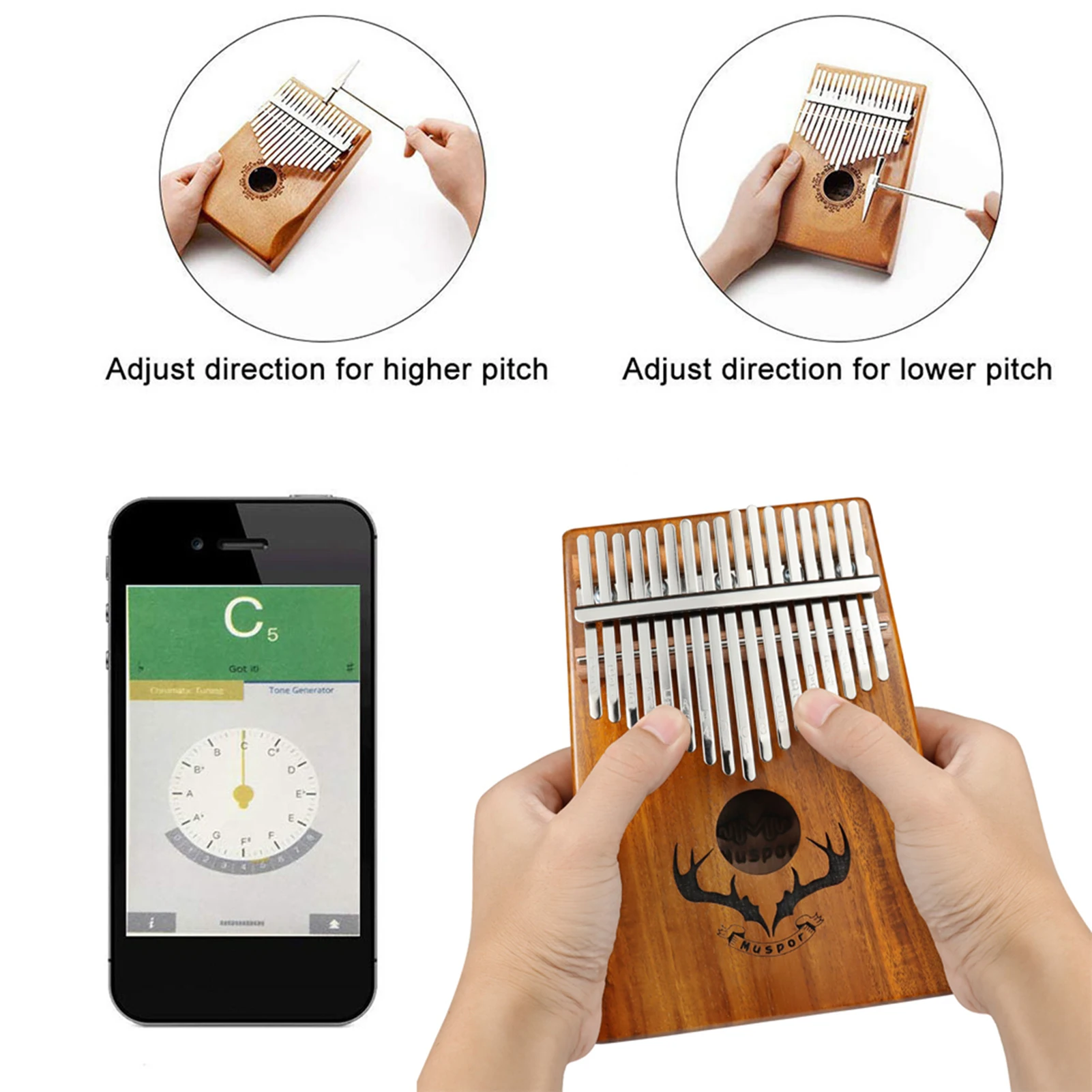 

Muspor Kalimba 17 Keys Acacia Wood Thumb Piano Music Performance Finger Piano for Beginners Professionals