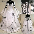 Винтажные викторианские готические черно-белые свадебные платья belegantom, корсет в стиле бохо, женское свадебное платье WD1278