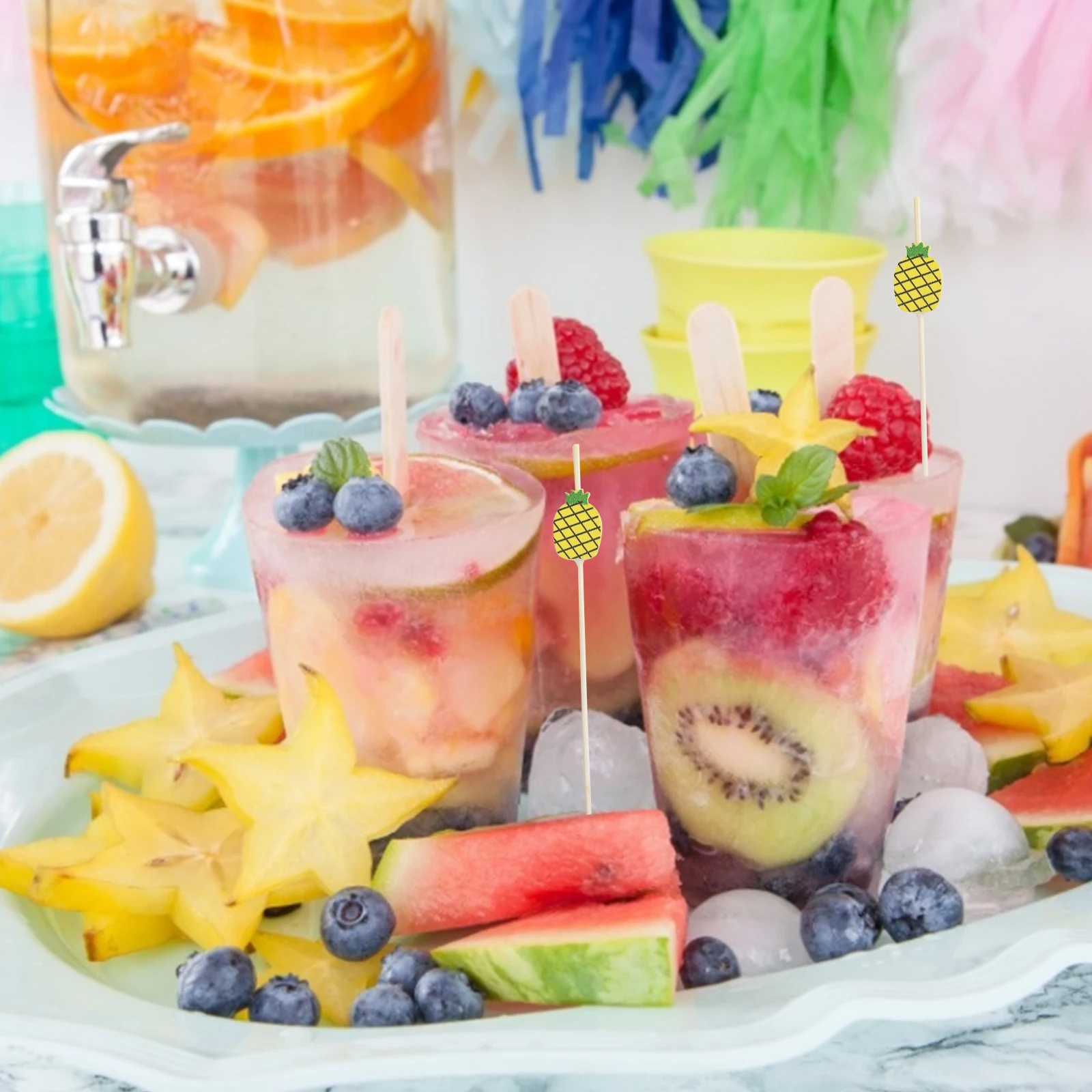 Одноразовые бамбуковые палочки для еды фруктовые коктейли ручной работы