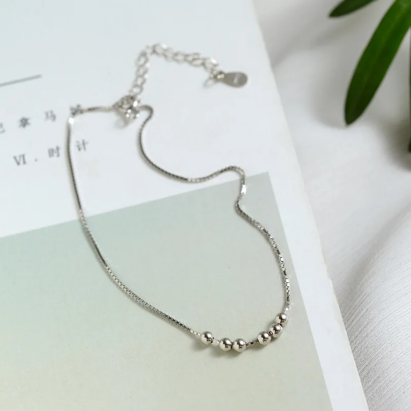 Браслеты анклеты женские из серебра 925 пробы с бусинами|Анклеты| |