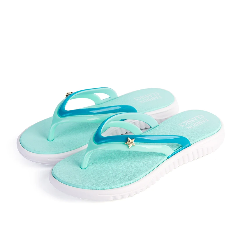 Womens Summer Slip-on Shoes Anti-slip Hard-wearing Fashion Leisure Slippers Beach Swimming Walking Indoor T-tied Flip Flops