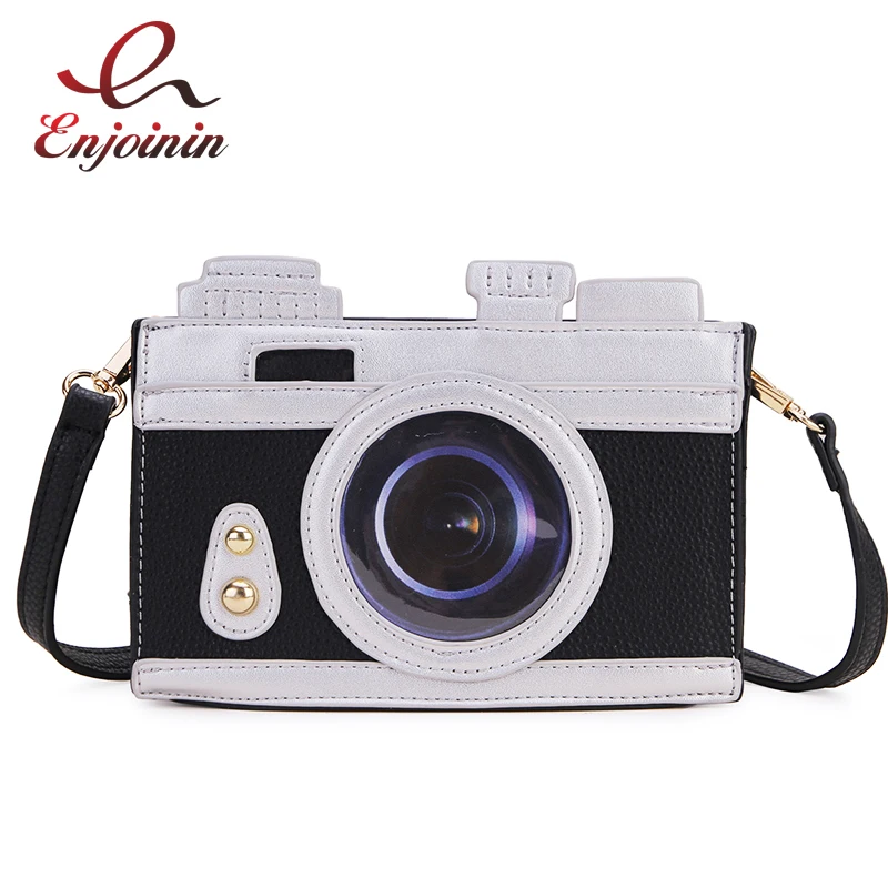 Коричневые и черные женские кошельки сумочки в стиле ретро с камерой сумка через