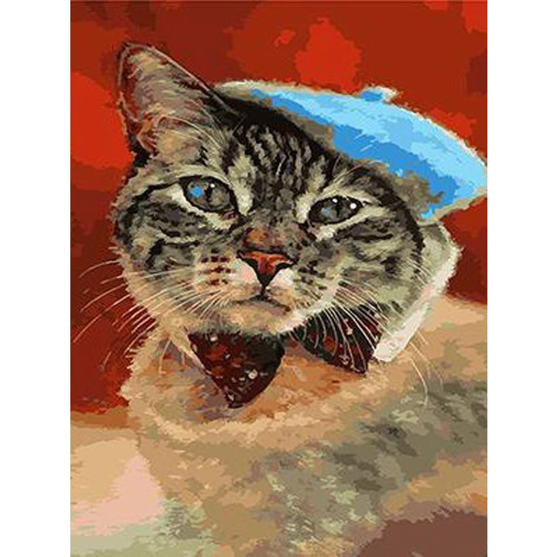 Полноразмерная 5D Вышивка из страз Mr. Cat 3D вышивка крестиком круглые стразы