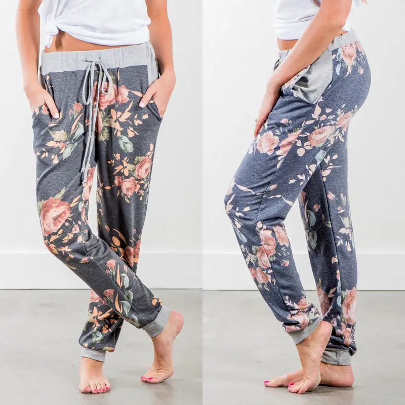 

Vogue Newest Vogues Fashion Pop Womens Casual Harem Floral Pants Baggy Lady Casual Lace Up Soft Stylish Outfits Pants