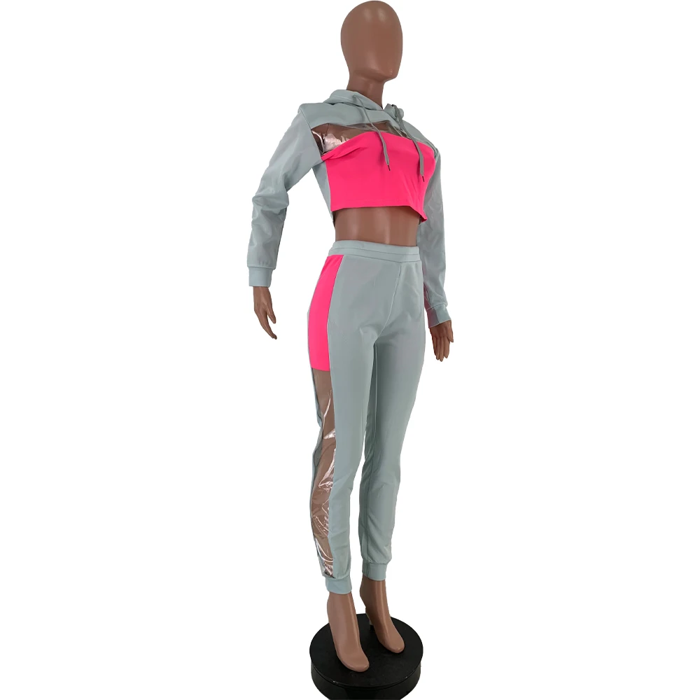 Autumn Winter Women Set Hooded Tracksuits Full Sleeve Crop Top Pants Suit Two Piece Sporty Night Club Outfits DN8333 |