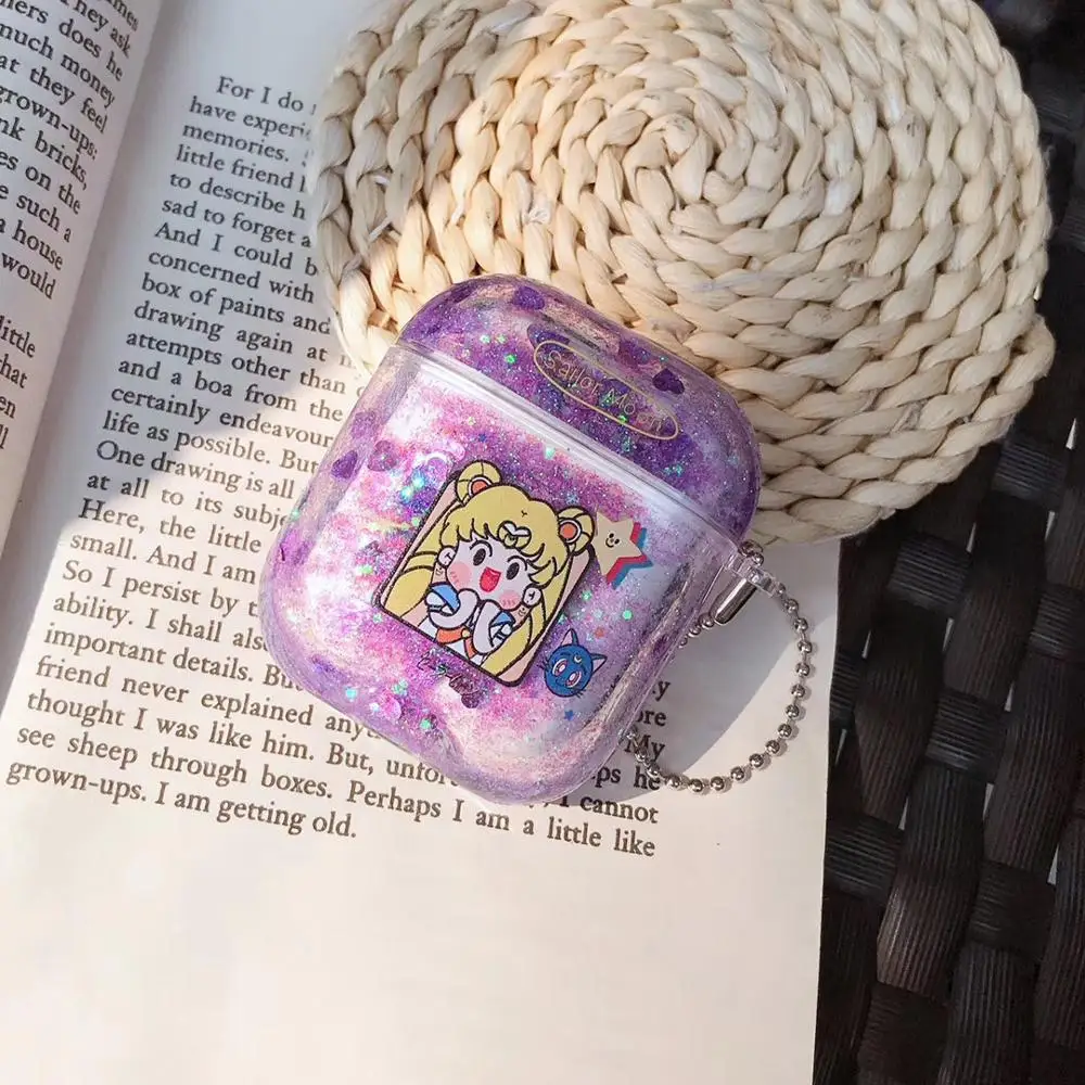 Милый мультяшный чехол для девочек Сейлор Мун с жидким песком AirPods pro Bluetooth