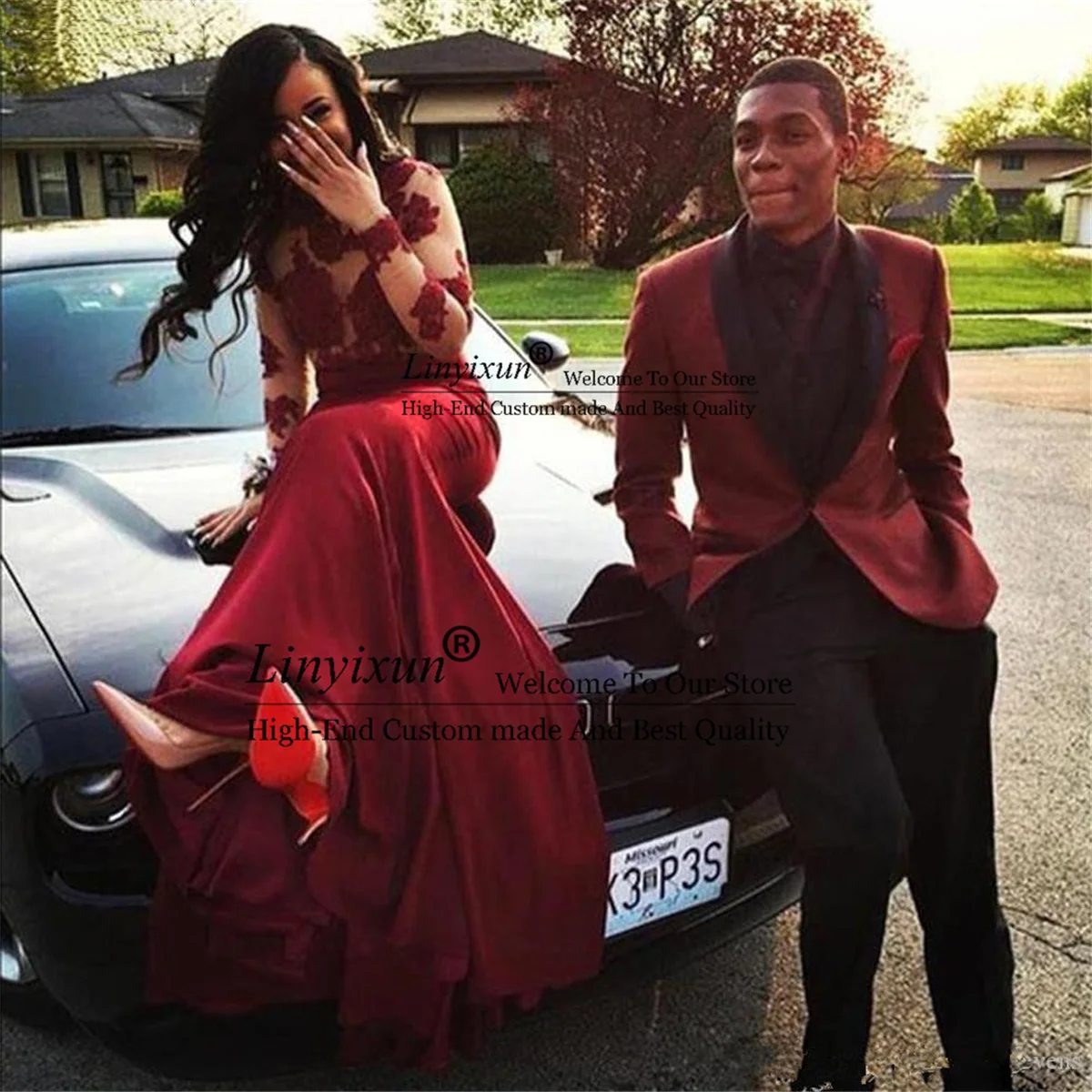 

Fashion Burgundy Mens Wedding Suits Black Shawl Lapel Groom Tuxedos 3 Pieces Male Prom Party Blazer Masculino Costume Homme