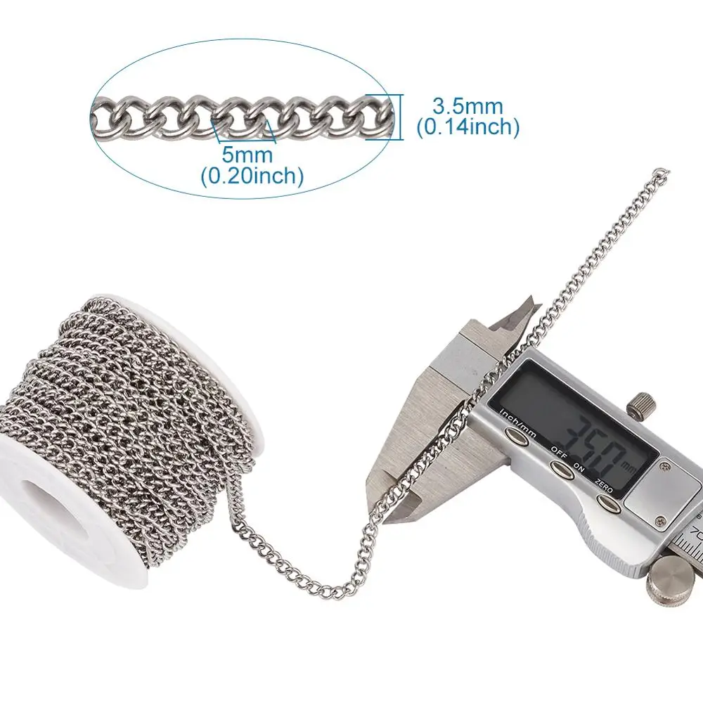 about 10m/roll 304 Stainless Steel Unwelded Curb Chains 5x3.5x1mm for bracelet necklace jewelry DIY making accessories | Украшения и