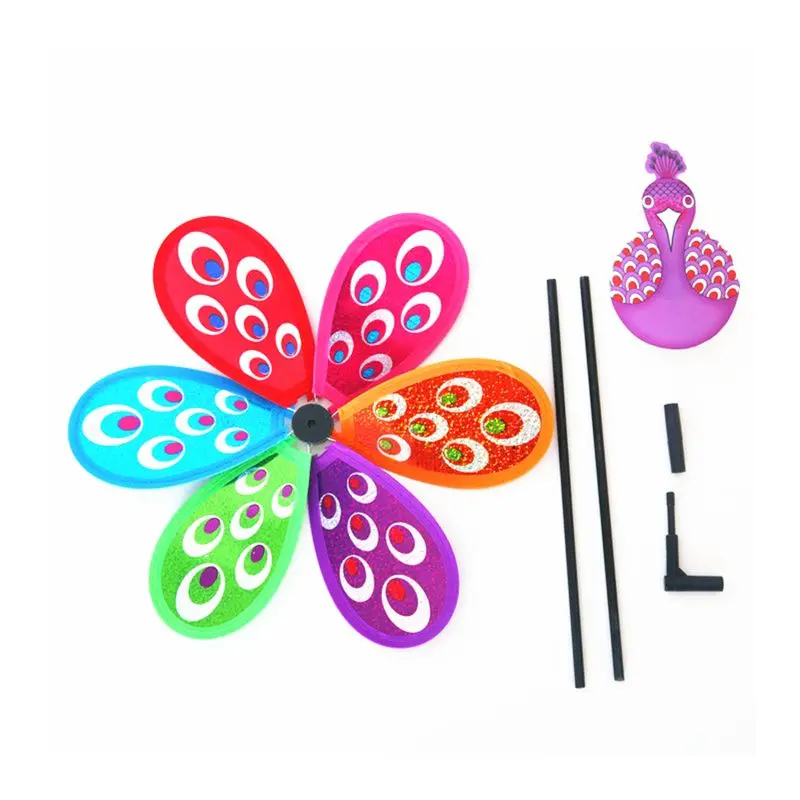

Peacock Colorful 3D Lovely Kids Toy Wind Spinner Windmill Toys For Yard Outdoor Windmill