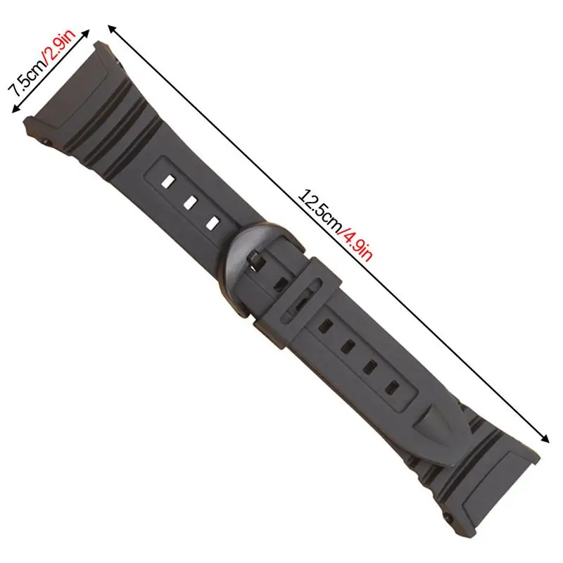 

Black Watch Band Set Silicone Stainless Steel Pin Buckle Waterproof Watch Replacement Strap for Casio W-96H Accessory