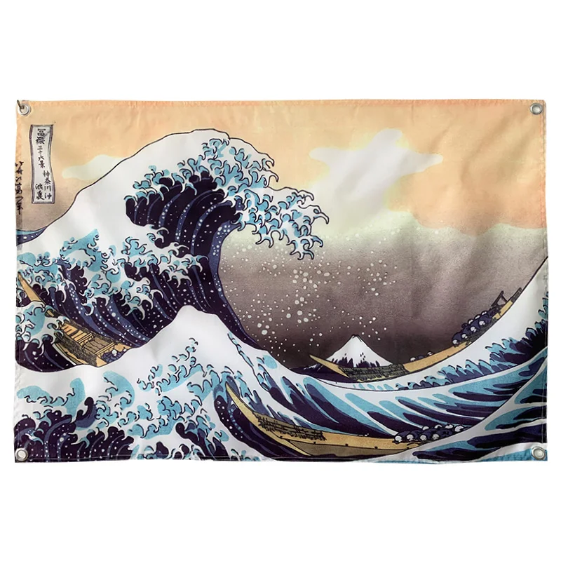 Японский тату баннер Kanagawa Ukiyo e гобелен ретро постер наклейка для бара кафе