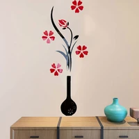 3d wall sticker multi pieces flower acrylic wall sticker diy art wall poster home decor bedroom wallstick decoration vase plum