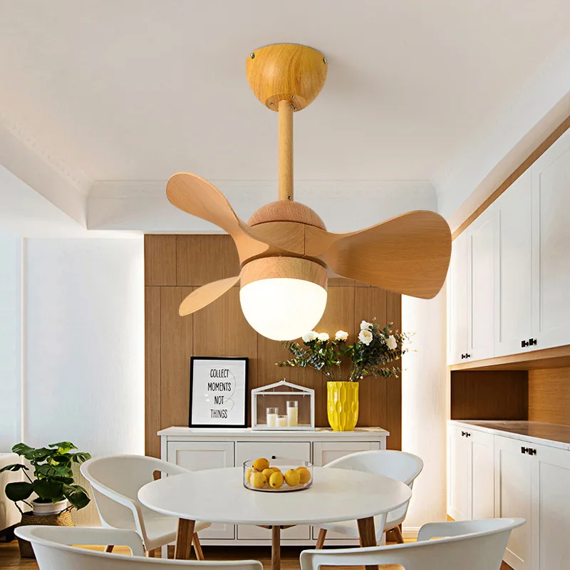 

Nordic fan lamp simple modern silent remote control restaurant bedroom ceiling fan lamp Mini children's room fan light