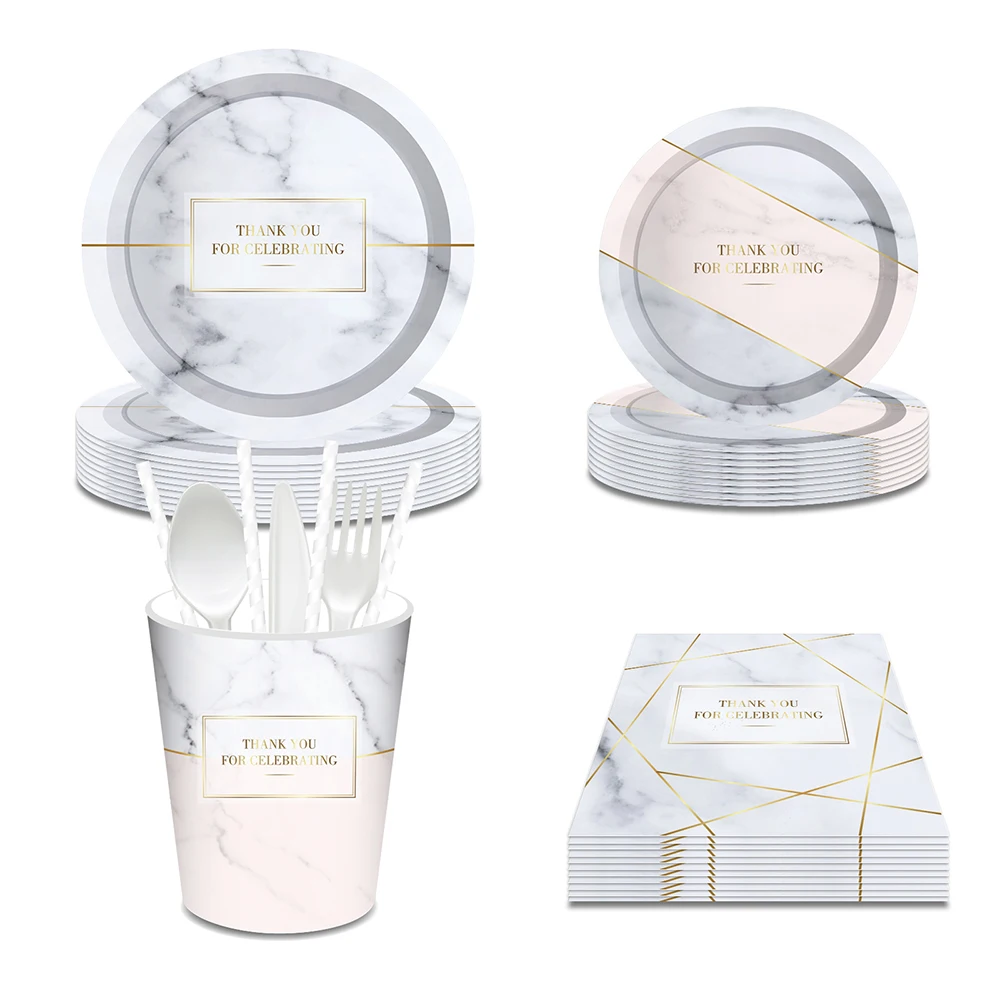 Каменный мраморный дизайн спасибо за празднование дня рождения наборы