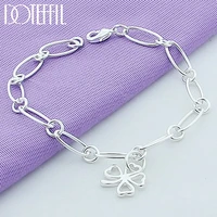 doteffil 925 sterling silver lucky clover flowers pendant bracelet for woman charm wedding engagement party fashion jewelry