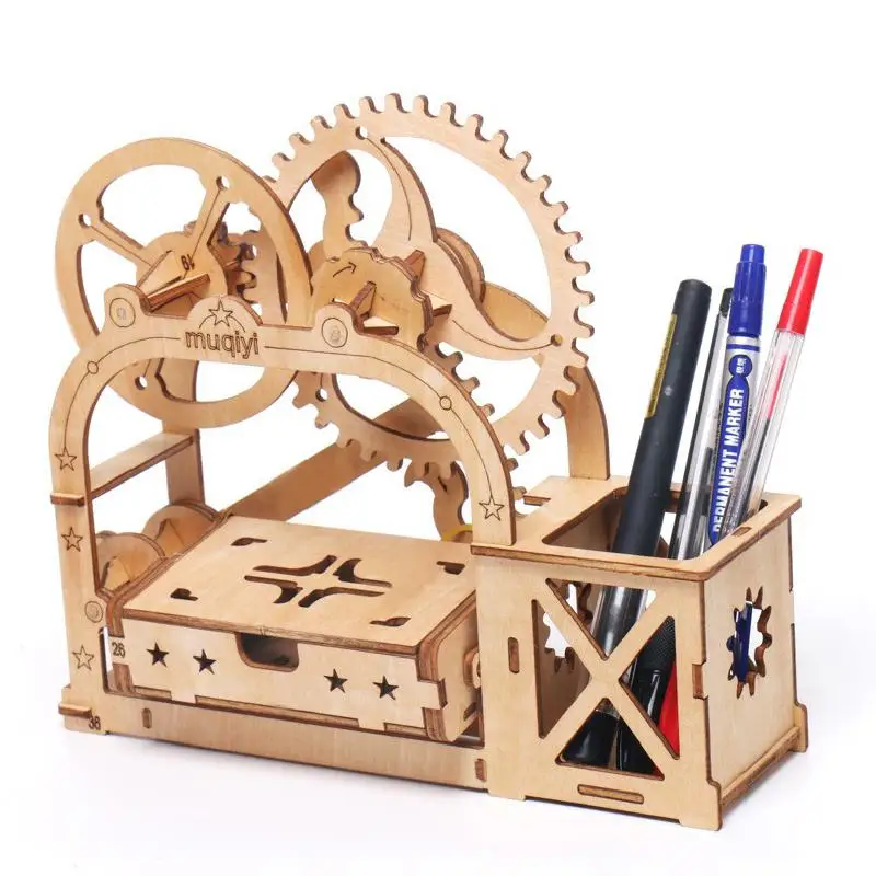 Деревянная Механическая ручка бочка для визиток коробка трансмиссии детская