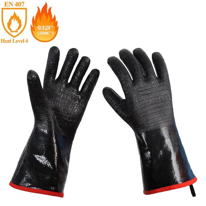 

500° Neoprene Heat Resistant Oven Steam BBQ Barbecue Flame-Retardant Insulation Oil Proof Anti Scald Labor Protection Gloves