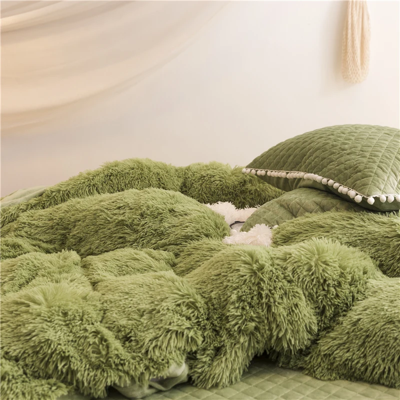 Роскошный фруктовый зеленый плюшевый ворсистый норковый бархатный пододеяльник