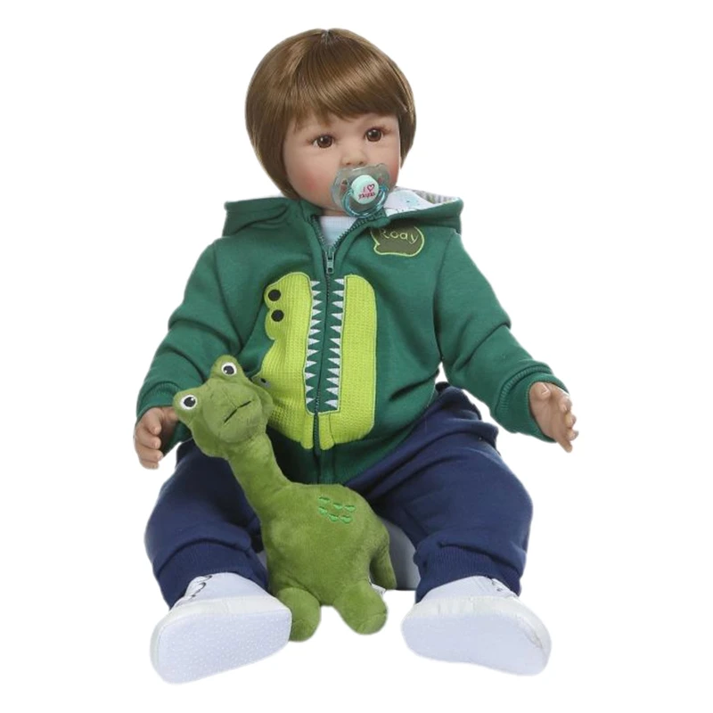 

24 inch 60cm Lovely Reborn Baby Dolls Toddler Realistic Silicone Short Hair Toy 203E