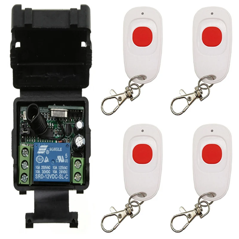 

Беспроводной приемник переключатель системы дистанционного управления, 12 В, 24 В, 1 канал, 1 канал, 10 А, приемник, однокнопочный передатчик для ...