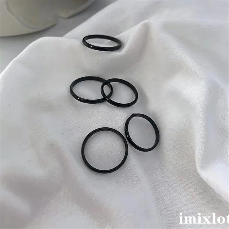 Кольцо женское Kpop черное геометрическое в стиле панк 5 шт. | Украшения и