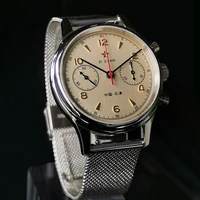 retro men 1963 chronograph mechanical wristwatches seagull movement 1963 sapphire mesh watch for men 38mm pilot horloges mannen