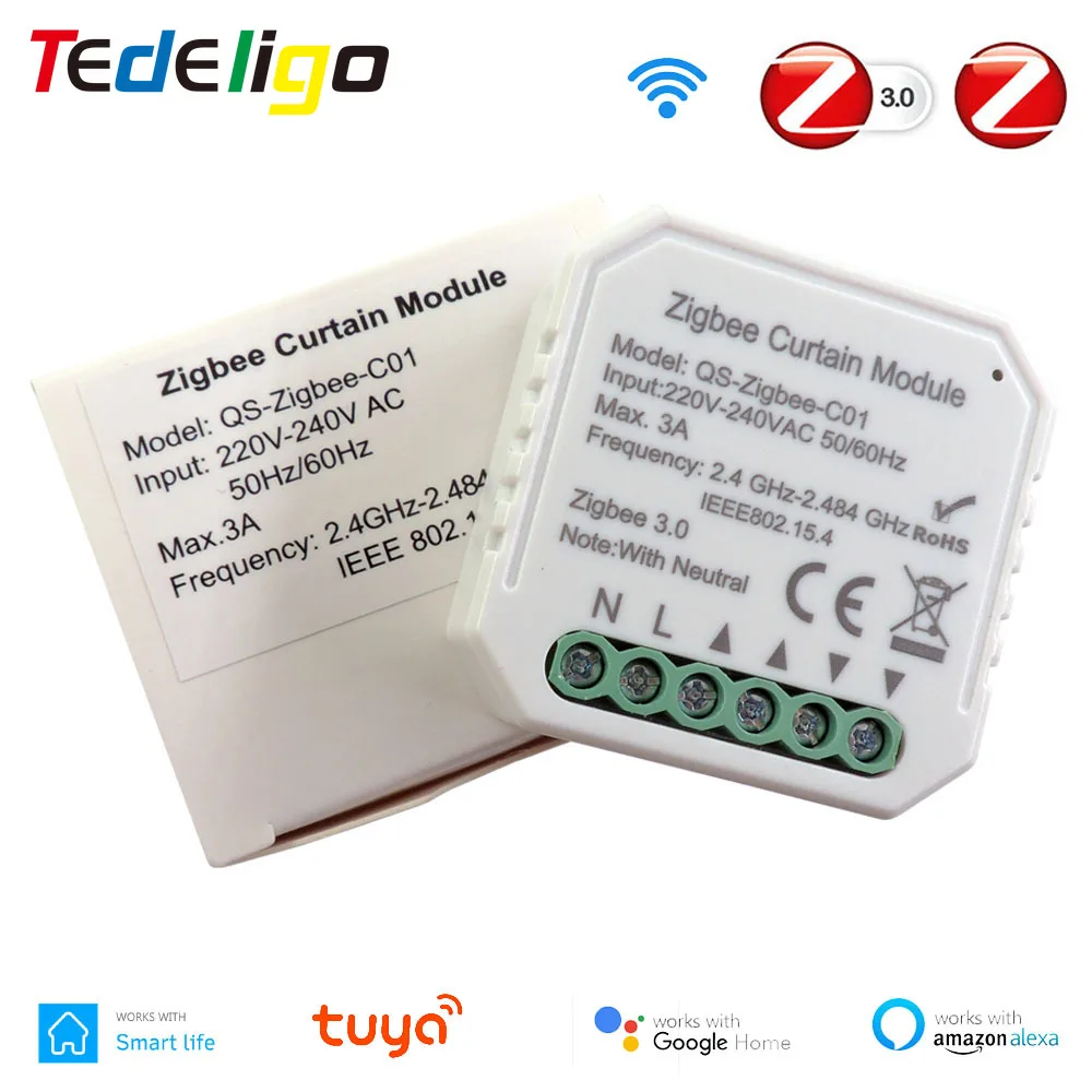 

Tuya Zigbee Curtain Switch Roller Blinds Window blinds 220~250V Electric Motorized Module Smart Life Workwith Alexa Google Home