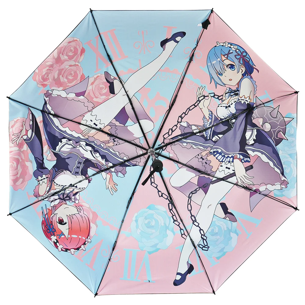 Japanese Anime RE: ZERO - Starting Life in Another World Umbrella Cartoon Windproof Folding Sun Rain Umbrella Felt Cover ZL803