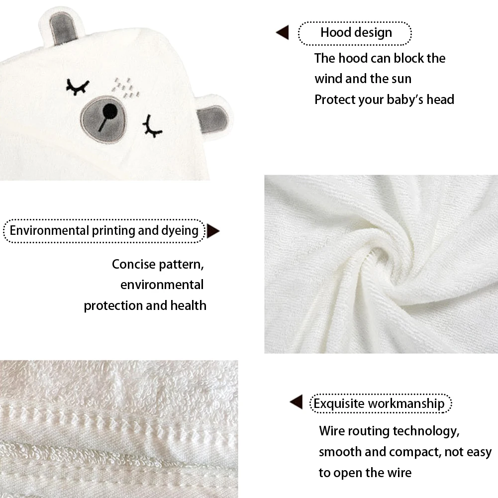 

Boys Girls Bamboo Fiber Toddler Hooded Baby Towel Comfortable Absorbent Hypoallergenic With Bear Ears Bath Cute Multifunctional