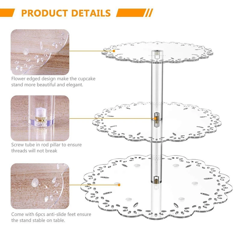 3 яруса прозрачная чашка торт акриловая подставка кекс стендовые принадлежности